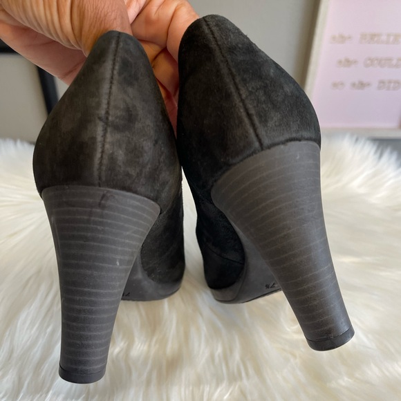 Gabor Black Suede Almond Toe Pumps 10 - Picture 4 of 12